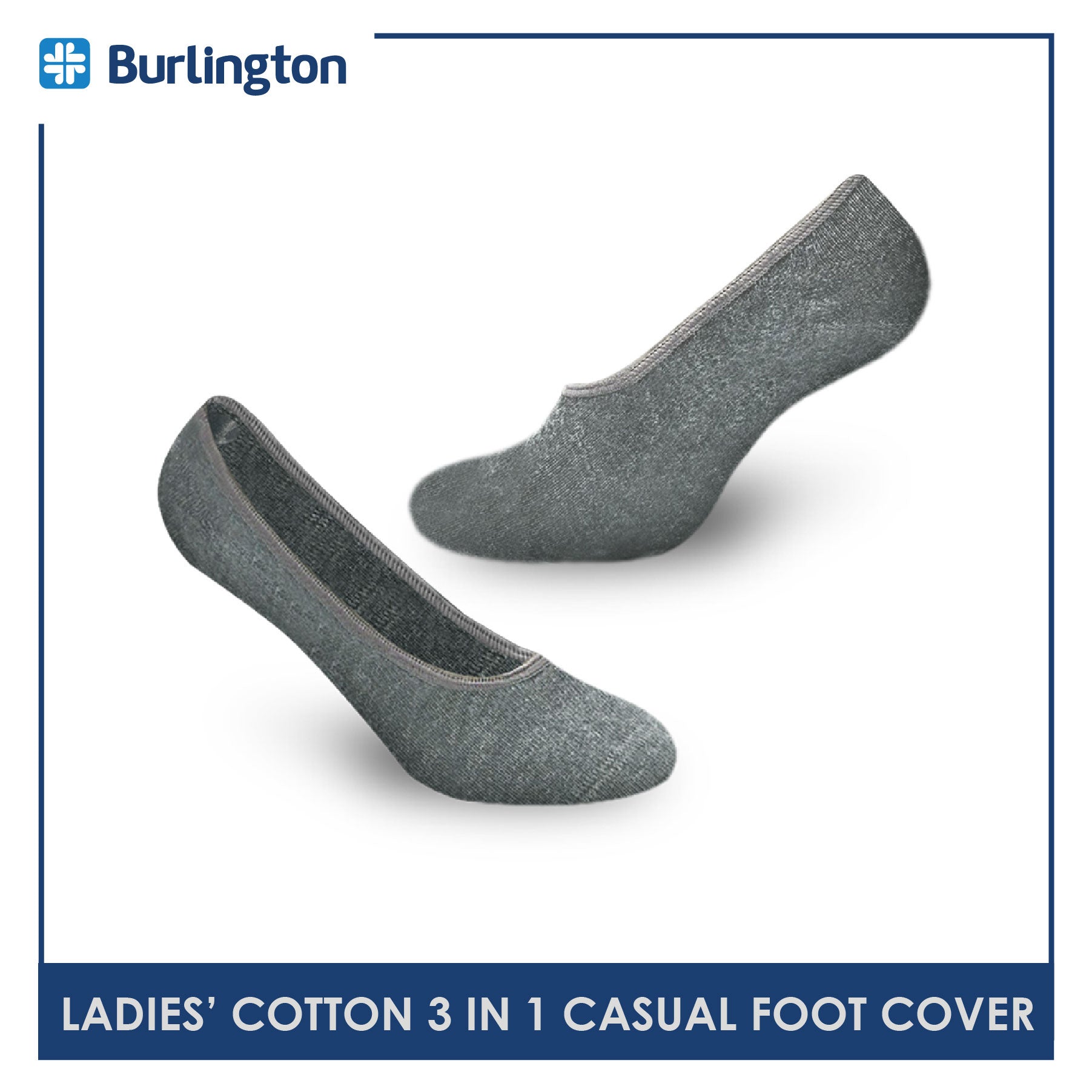 Burlington BLFCCG1 Ladies Cotton No Show Casual Socks 3 pairs in a pack (4357820219497)