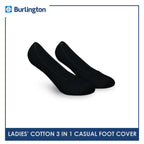 Burlington BLFCCG1 Ladies Cotton No Show Casual Socks 3 pairs in a pack (4357820219497)