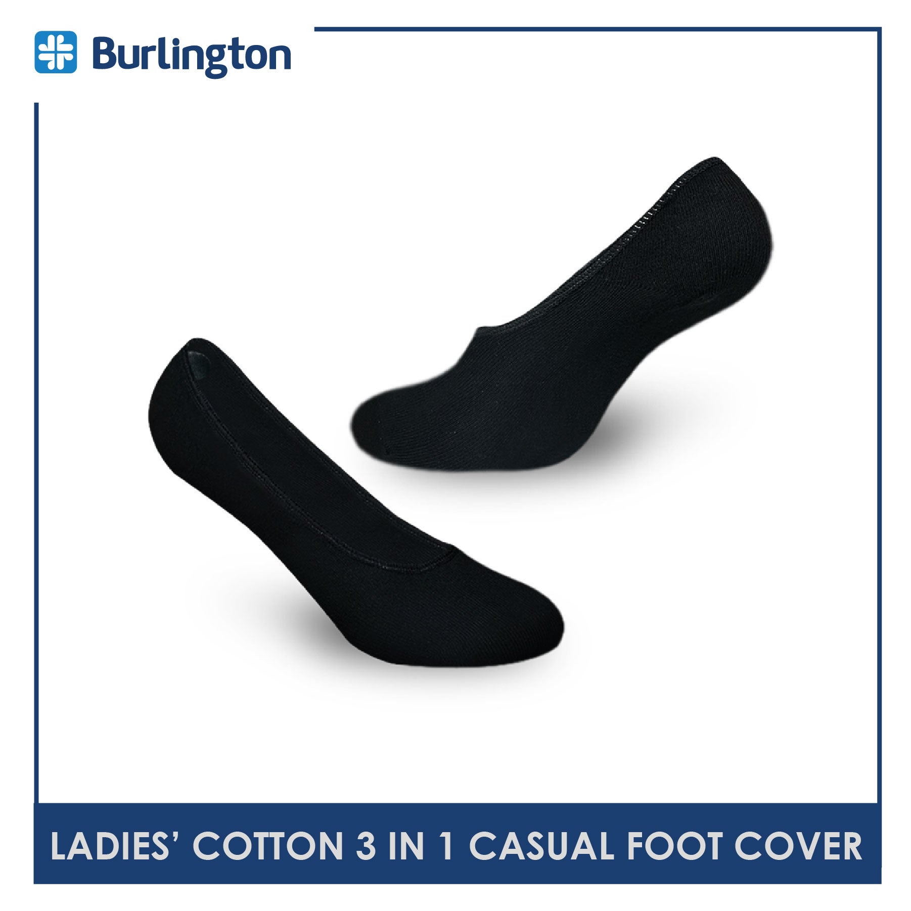 Burlington SNG91F Ladies Cotton No Show Casual Socks 3 pairs in a pack (4357866225769)