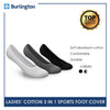 Burlington Ladies' Cotton Thick Sports No Show Foot Cover 3 pairs in a pack with anti slip gel BLFCSG1G