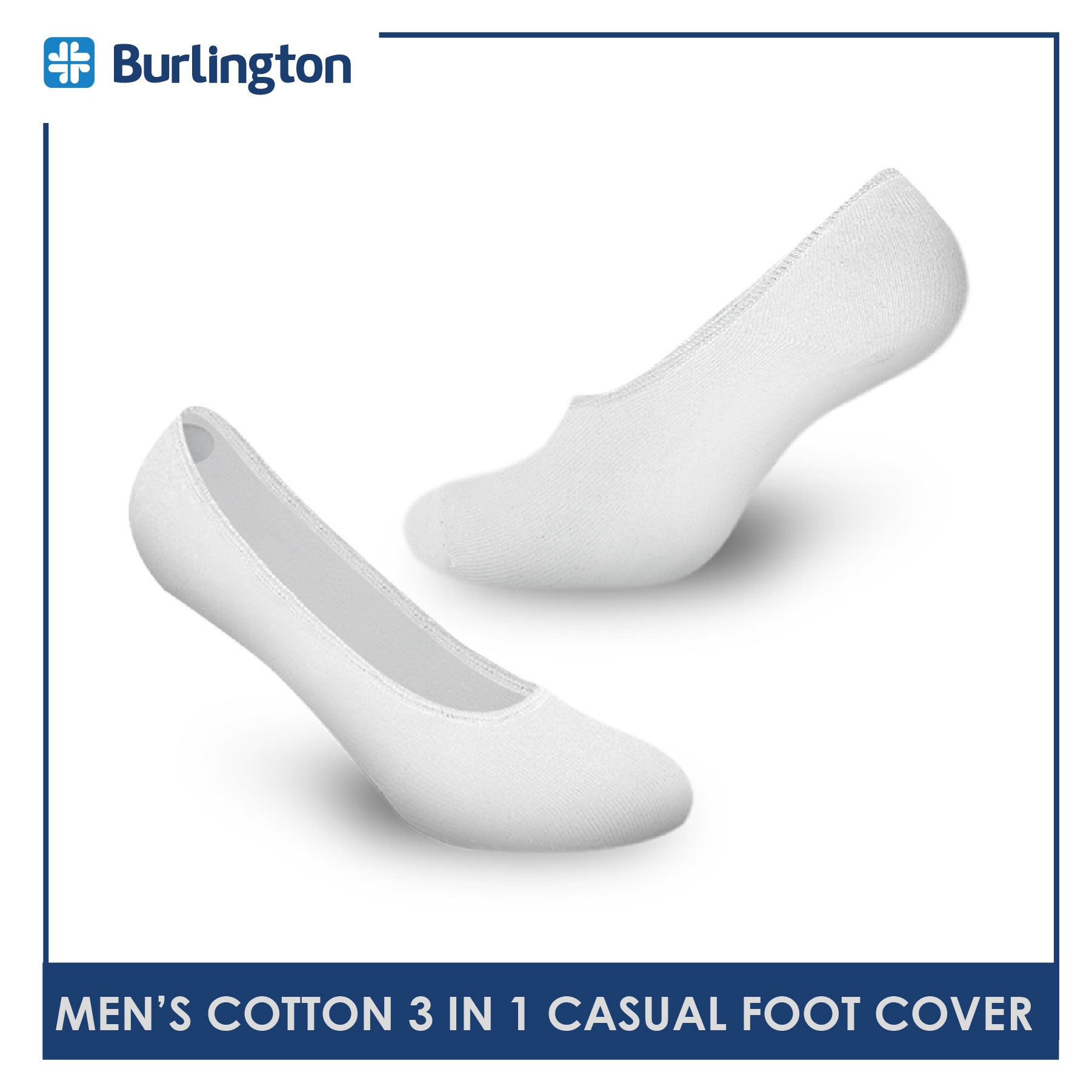 Burlington BMFCCG2 Men's Cotton No Show Casual Socks with anti slip gel 3 pairs in a pack (4368125067369)
