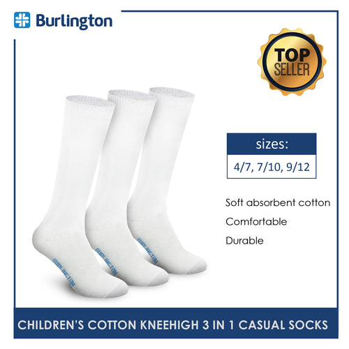 Burlington 5605GP Children's Cotton Knee High Casual Socks 3 pairs in a pack (4369724964969)