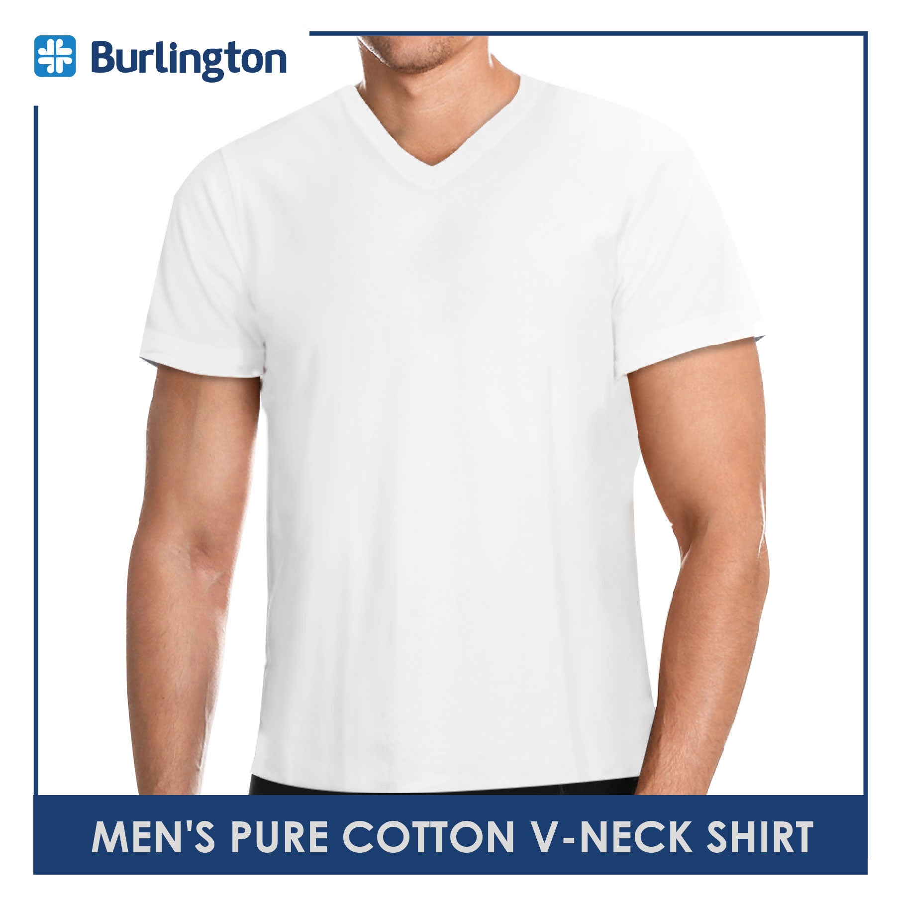 Burlington Men's Round Neck Shirt Plain White Cotton Tshirt GTMSV1 (4357865570409)