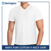 Burlington Men's V-Neck Shirt Plain White Cotton Tshirt GTMSV1