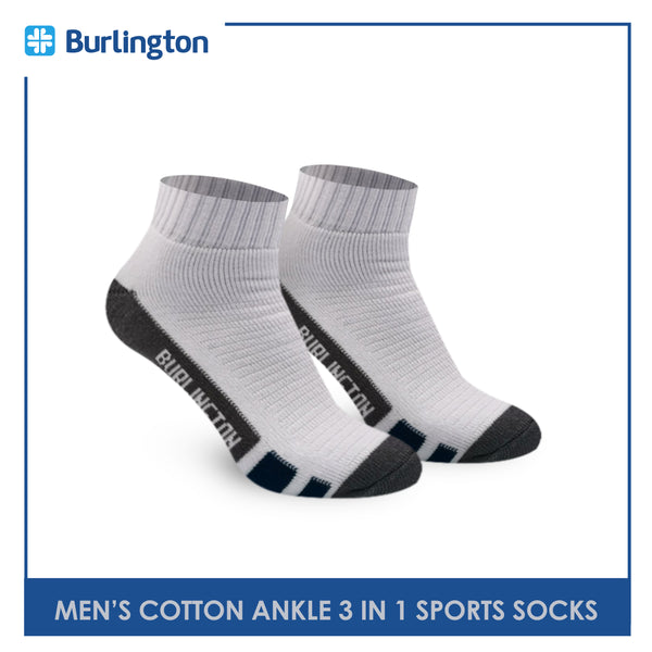 Burlington BMKSG22 Men's Thick Cotton Ankle Sports Socks 3 pairs in a pack (4769475395689)