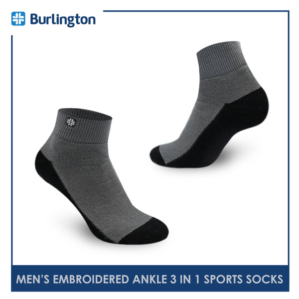 Burlington BMKSEG13 Men's Thick Cotton Ankle Sports Socks 3 pairs in a pack (4769465073769)