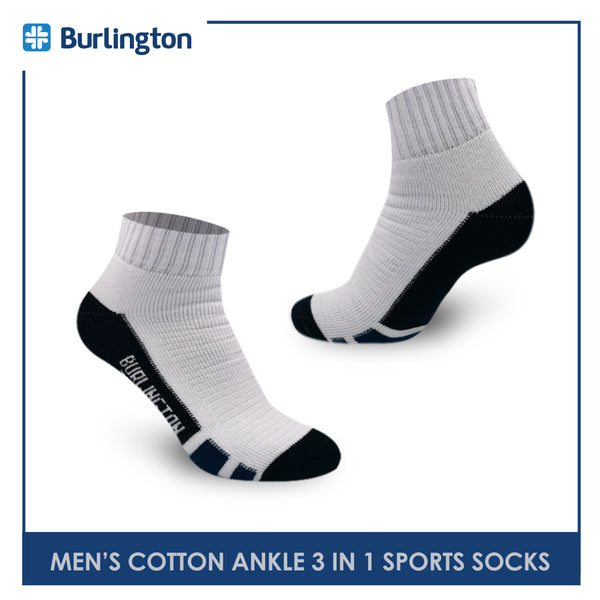 Burlington BMKSG22 Men's Thick Cotton Ankle Sports Socks 3 pairs in a pack (4769475395689)