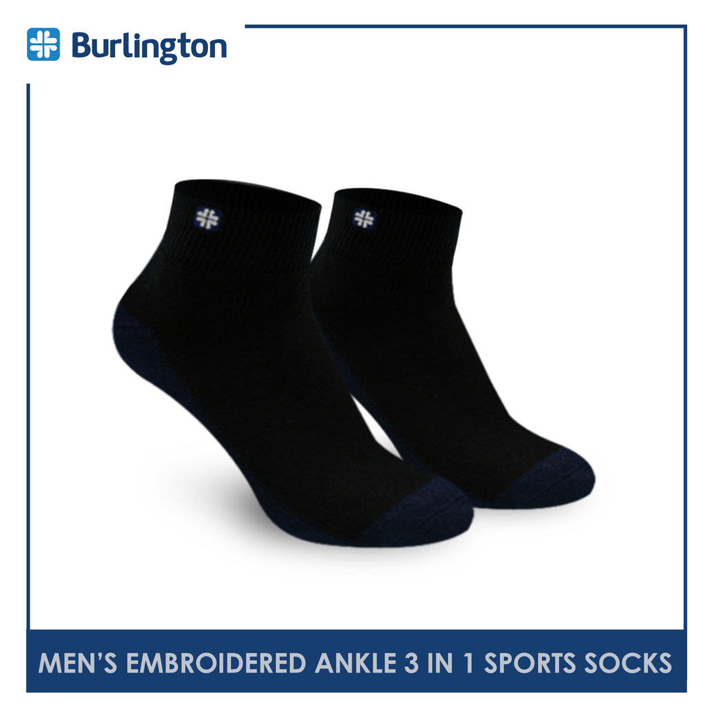 Burlington BMKSEG13 Men's Thick Cotton Ankle Sports Socks 3 pairs in a pack (4769465073769)