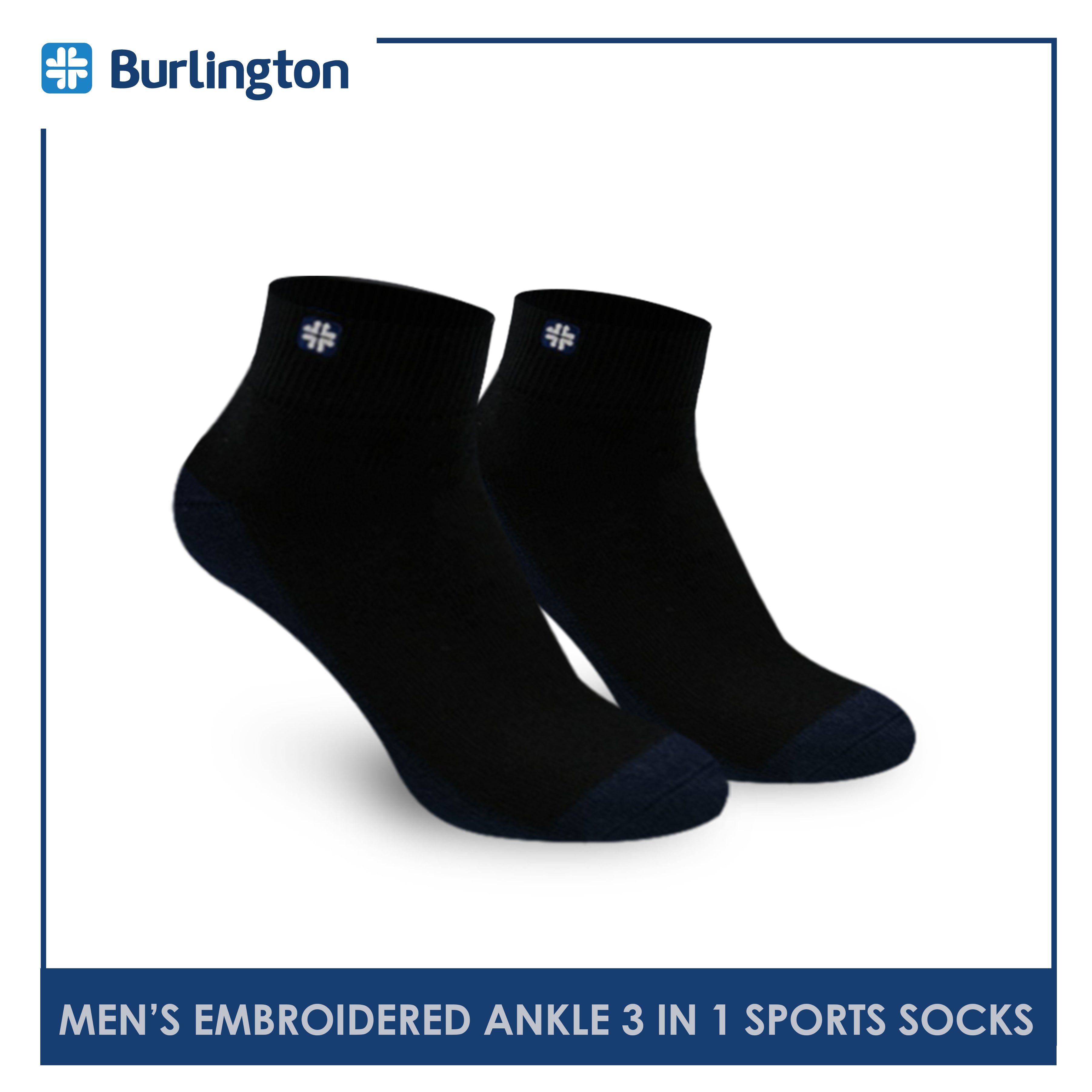 Burlington BMKSEG13 Men's Thick Cotton Ankle Sports Socks 3 pairs in a pack (4769465073769)