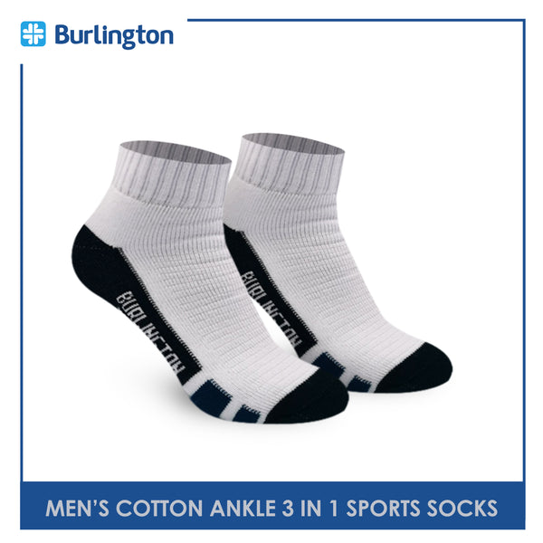 Burlington BMKSG22 Men's Thick Cotton Ankle Sports Socks 3 pairs in a pack (4769475395689)