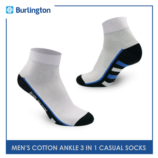 Burlington BMCKG24 Men's Cotton Ankle Casual Socks 3 pairs in a pack (4768515719273)