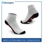 Burlington BMCKG24 Men's Cotton Ankle Casual Socks 3 pairs in a pack (4768515719273)