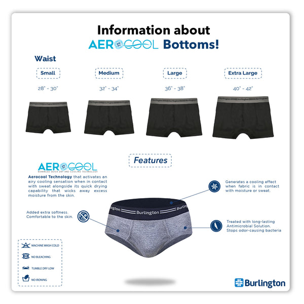 Burlington Men's Copper Pro Antimicrobial Cotton Spandex Brief 1 Piece Underwear CPMBS1401