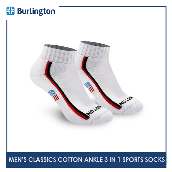 Burlington Classics BMSG0402 Men's Thick Cotton Ankle Sports Socks 3 pairs in a pack (4823206690921)