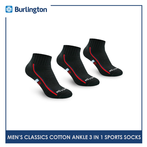 Burlington Classics BMSG0402 Men's Thick Cotton Ankle Sports Socks 3 pairs in a pack (4823206690921)