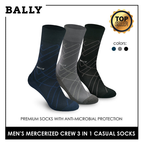 Bally YMMKG6 Men's Mercerized Crew Casual Socks 3 pairs in a pack (4776208990313)