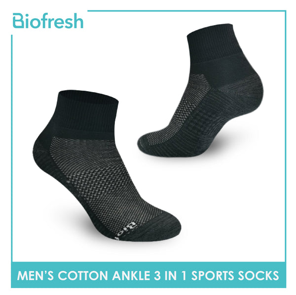 Biofresh RMSKG22 Men's Thick Cotton Ankle Sports Socks 3 pairs in a pack (4374360621161)