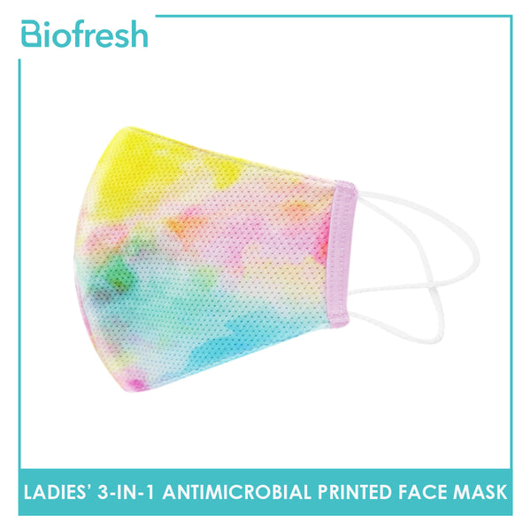 Biofresh RLSMASK  Ladies’ Washable Anti-Microbial Printed Face Mask 3 pcs in a pack (4795530838121)
