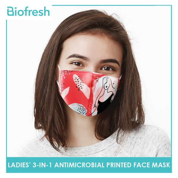Biofresh RLSMASK  Ladies’ Washable Anti-Microbial Printed Face Mask 3 pcs in a pack (4795530838121)