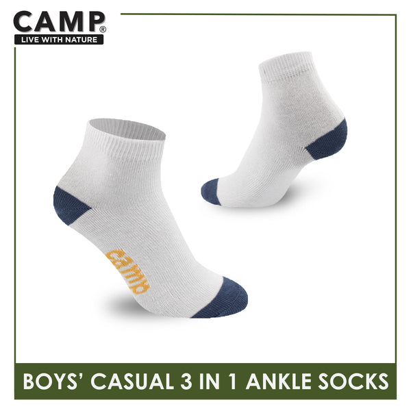 Camp Boys' Cotton Lite Casual Ankle Socks 3 pairs in a pack CBC4