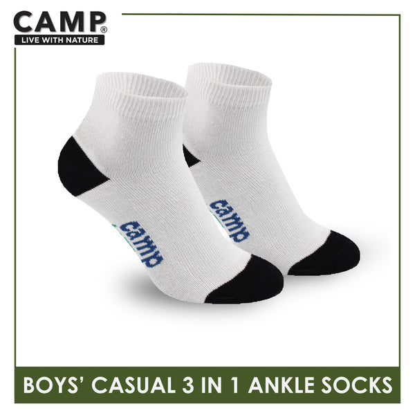 Camp Boys' Cotton Lite Casual Ankle Socks 3 pairs in a pack CBC4