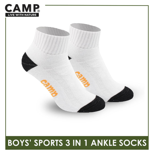 Camp Boys' Cotton Thick Sports Ankle Socks 3 pairs in a pack CBS4