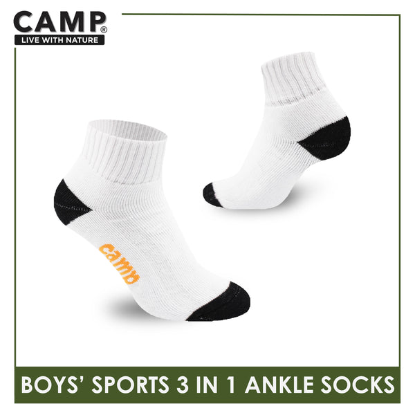 Camp Boys' Cotton Thick Sports Ankle Socks 3 pairs in a pack CBS4