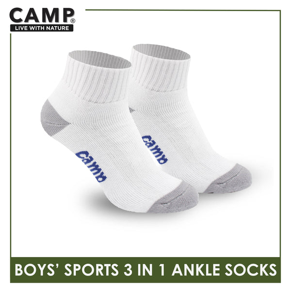 Camp Boys' Cotton Thick Sports Ankle Socks 3 pairs in a pack CBS4