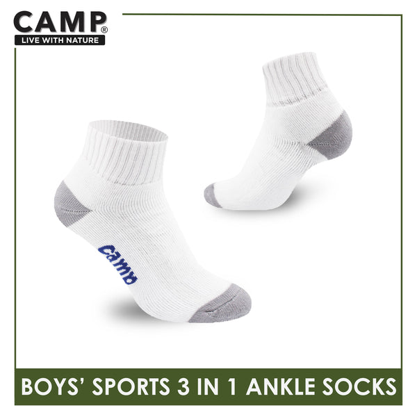 Camp Boys' Cotton Thick Sports Ankle Socks 3 pairs in a pack CBS4