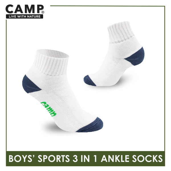 Camp Boys' Cotton Thick Sports Ankle Socks 3 pairs in a pack CBS4