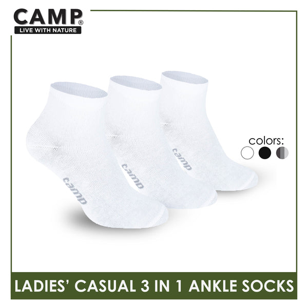 Camp Ladies' Cotton Lite Casual Ankle Socks 3 pairs in a pack CLC2