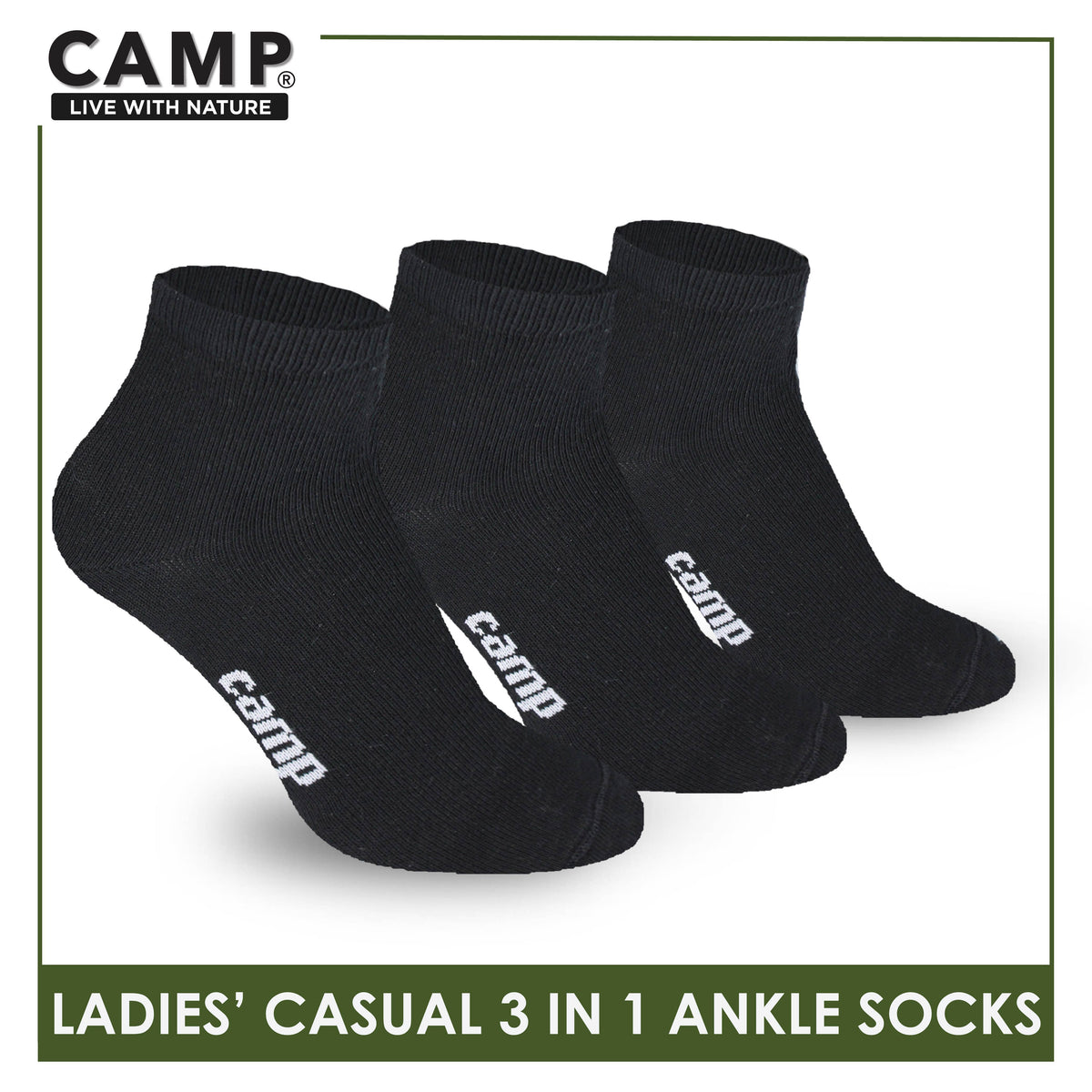 Camp Ladies’ Lite Thin Casual Ankle Socks 3 pairs in a pack CLC2