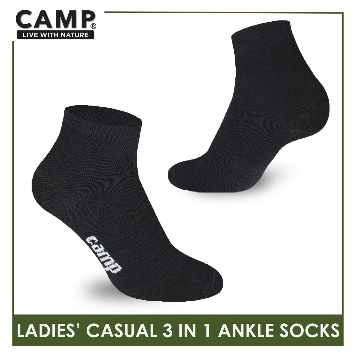 Camp Ladies’ Lite Thin Casual Ankle Socks 3 pairs in a pack CLC2