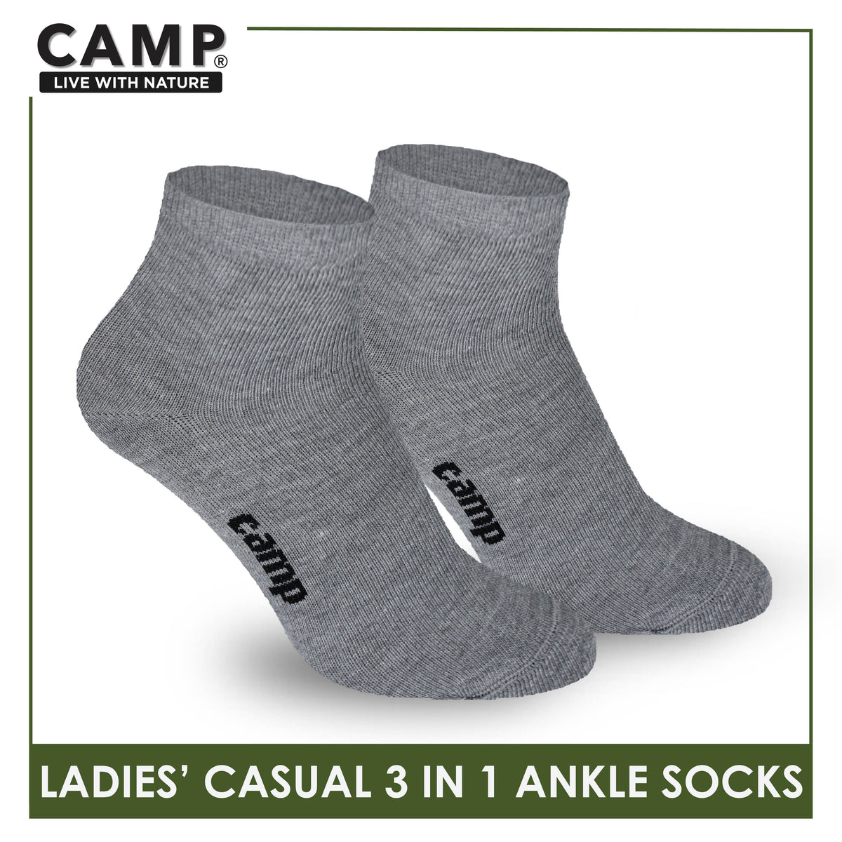 Camp Ladies’ Lite Thin Casual Ankle Socks 3 pairs in a pack CLC2