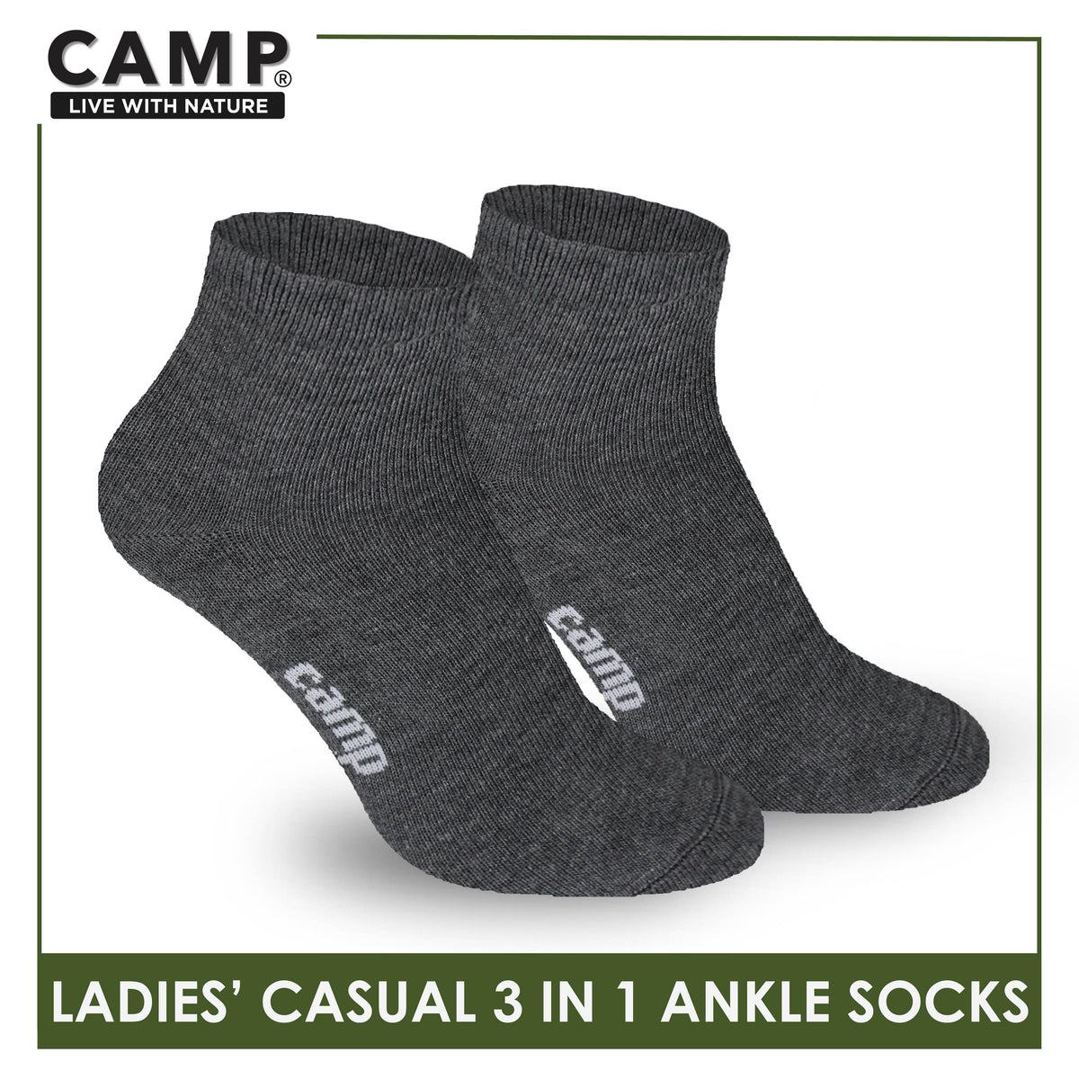 Camp Ladies’ Lite Thin Casual Ankle Socks 3 pairs in a pack CLC2
