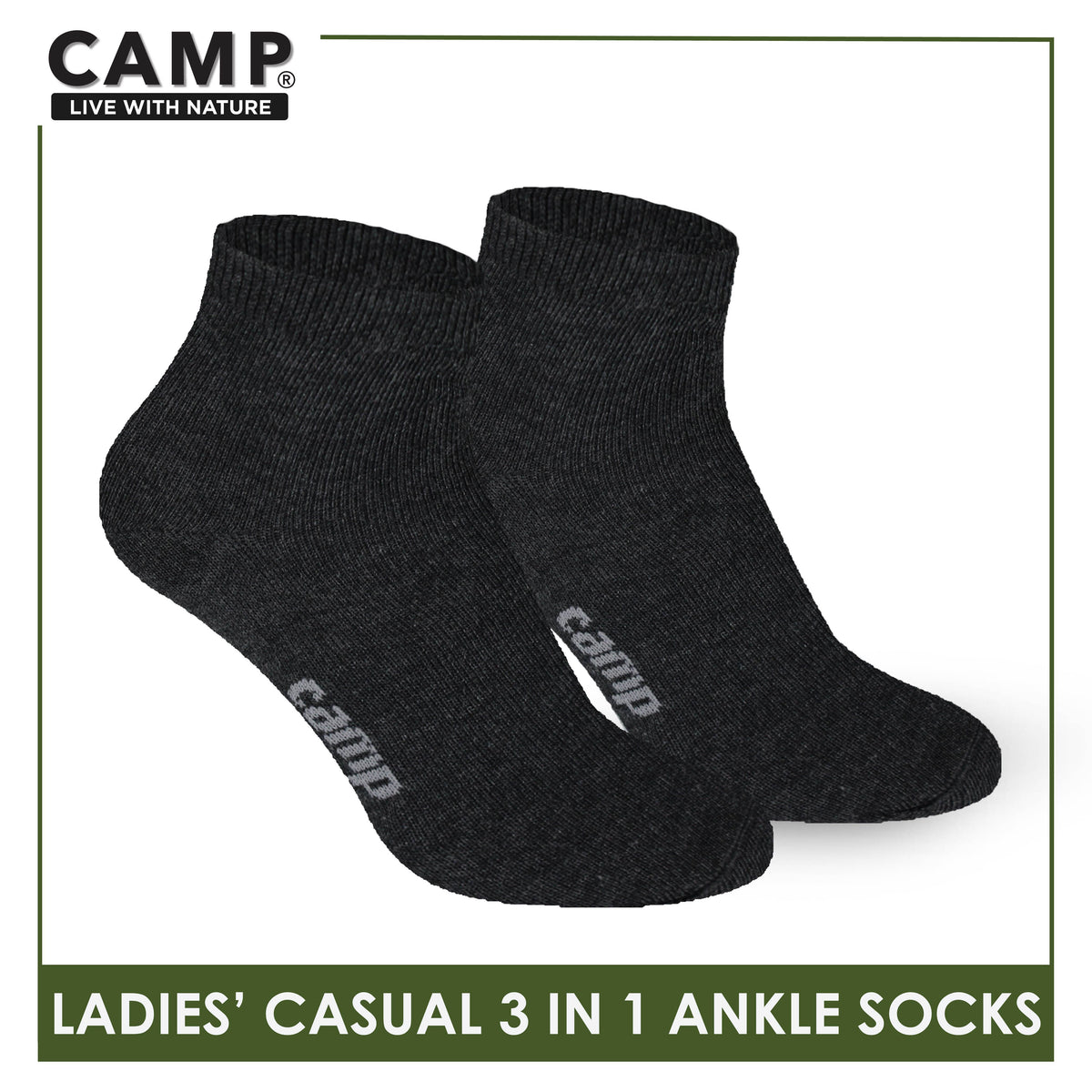Camp Ladies’ Lite Thin Casual Ankle Socks 3 pairs in a pack CLC2