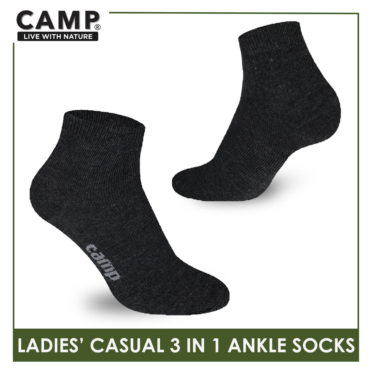Camp Ladies’ Lite Thin Casual Ankle Socks 3 pairs in a pack CLC2