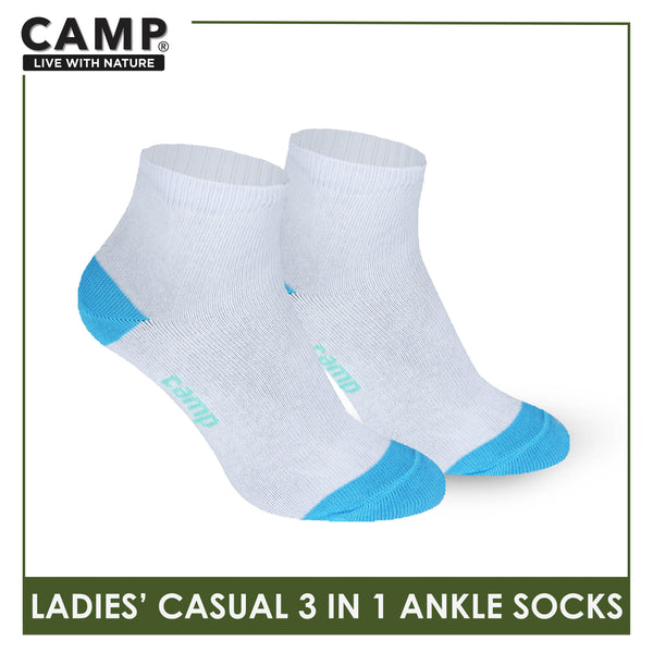 Camp Ladies' Cotton Lite Casual Ankle Socks 3 pairs in a pack CLC4