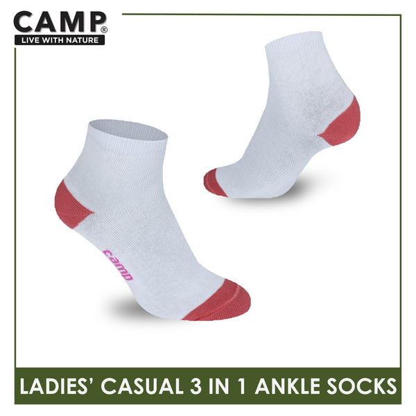 Camp Ladies' Cotton Lite Casual Ankle Socks 3 pairs in a pack CLC4