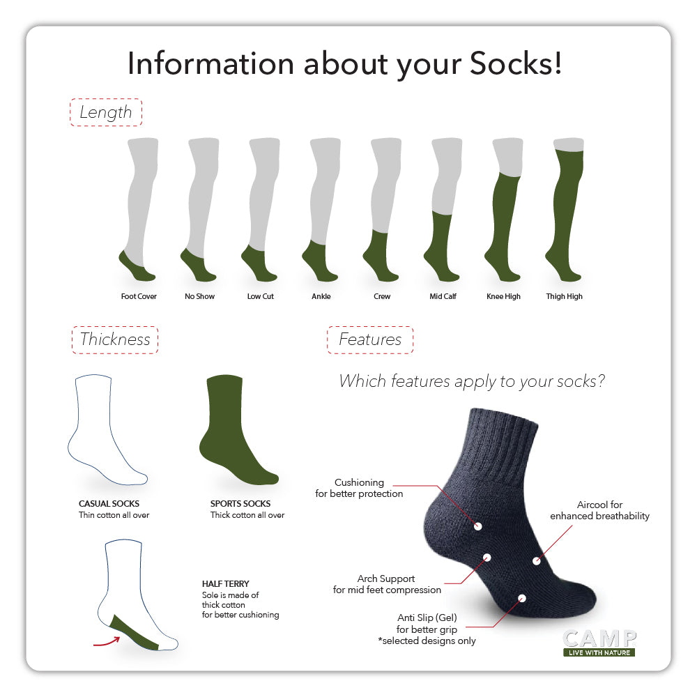 Camp Men’s Super Savers Lite Thin Casual Ankle Socks 4 pairs in 1 pack CMC100