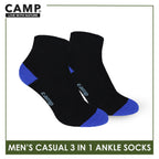 Camp Men's Cotton Lite Thin Casual Ankle Socks 3 pairs in a pack CMC4
