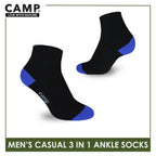 Camp Men's Cotton Lite Thin Casual Ankle Socks 3 pairs in a pack CMC4
