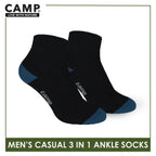 Camp Men's Cotton Lite Thin Casual Ankle Socks 3 pairs in a pack CMC4
