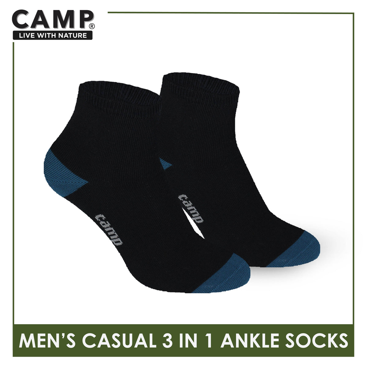 Camp Men's Cotton Lite Thin Casual Ankle Socks 3 pairs in a pack CMC4