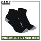 Camp Men's Cotton Lite Thin Casual Ankle Socks 3 pairs in a pack CMC4