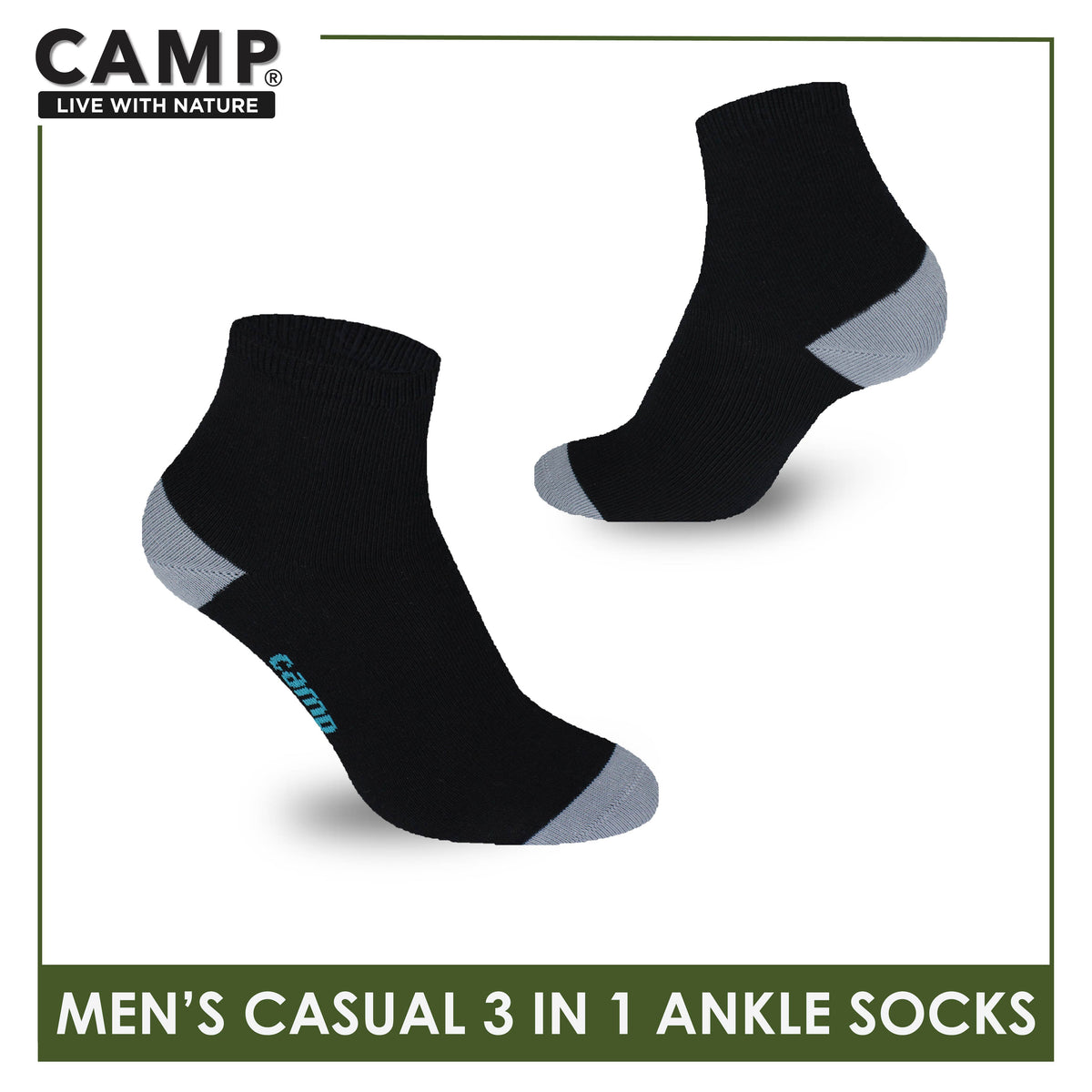 Camp Men's Cotton Lite Thin Casual Ankle Socks 3 pairs in a pack CMC4