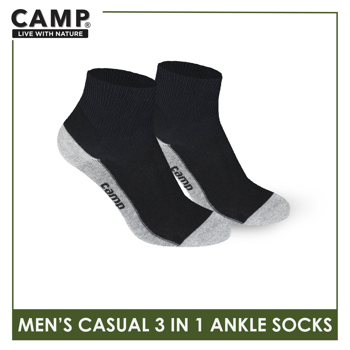 Camp Men's Cotton Lite Thin Casual Ankle Socks 3 pairs in a pack CMC5