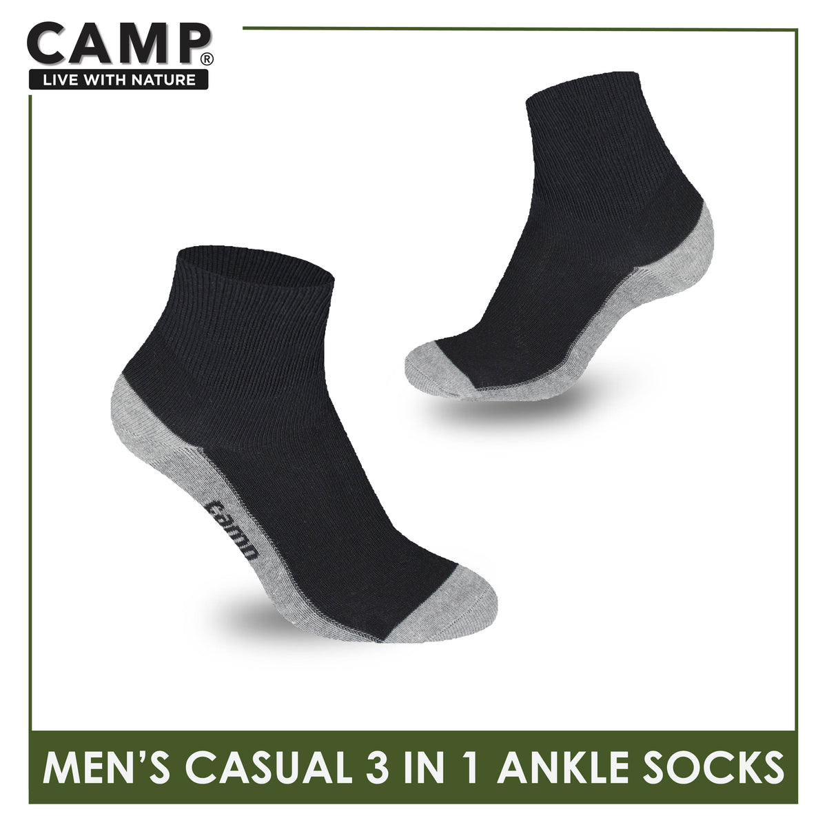 Camp Men's Cotton Lite Thin Casual Ankle Socks 3 pairs in a pack CMC5