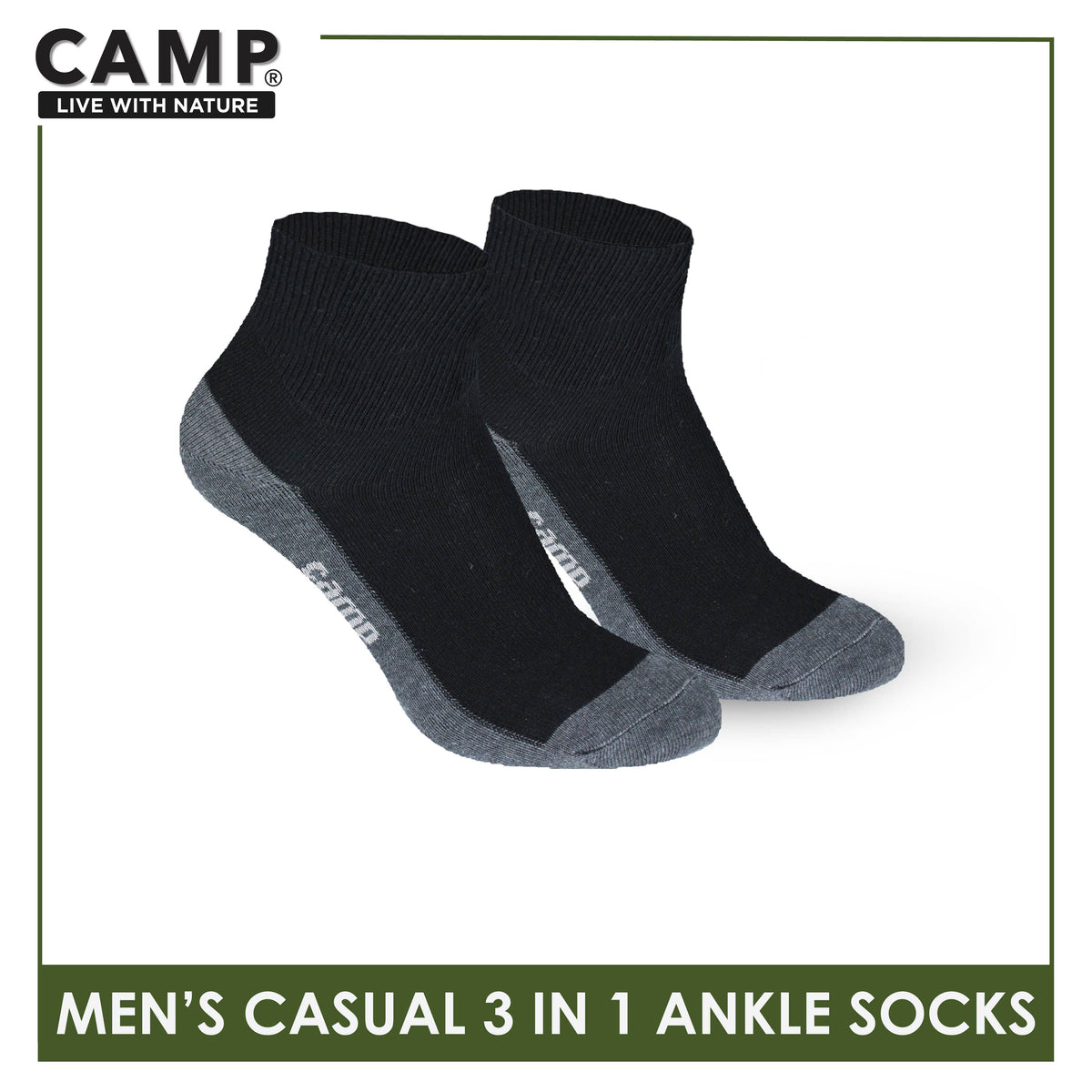 Camp Men's Cotton Lite Thin Casual Ankle Socks 3 pairs in a pack CMC5