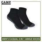 Camp Men's Cotton Lite Thin Casual Ankle Socks 3 pairs in a pack CMC5
